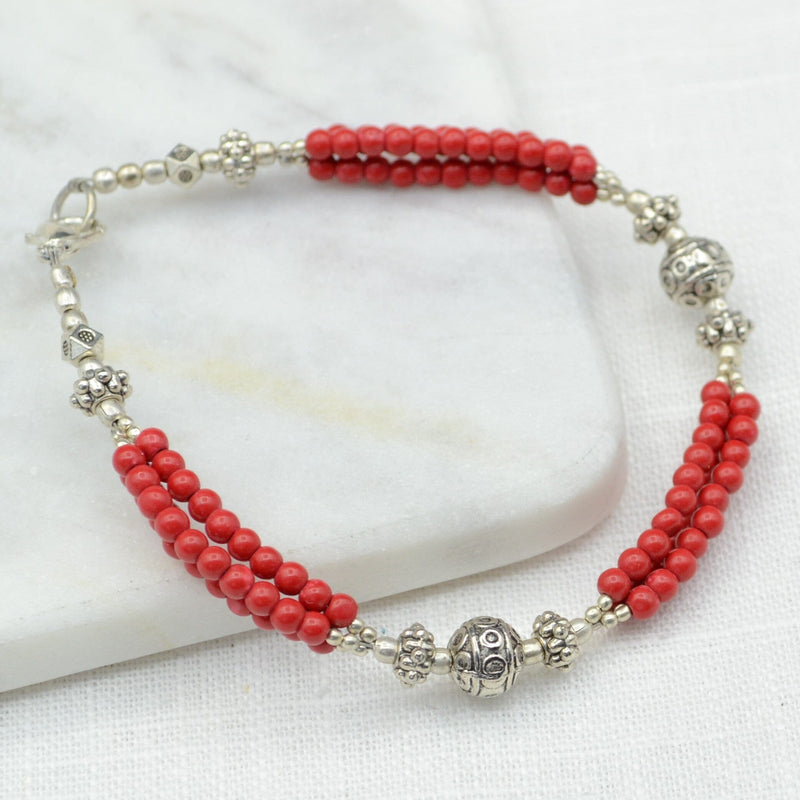 Simply Coral Tibetan Bracelet Bracelet Tibet Gift Corner
