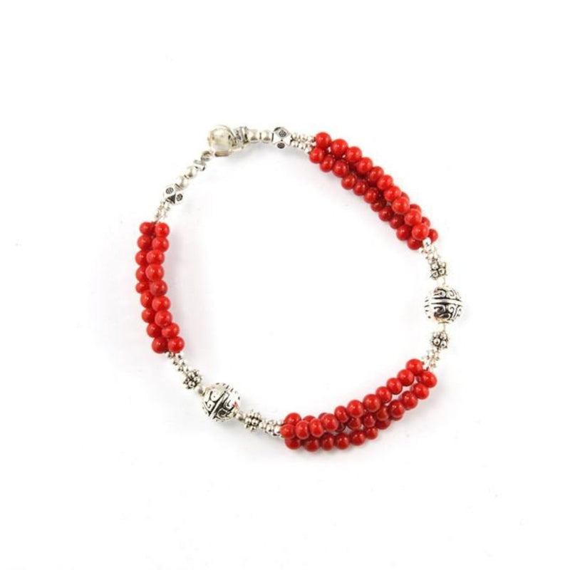 Red & Silver Bracelet Tibet Craft Corner