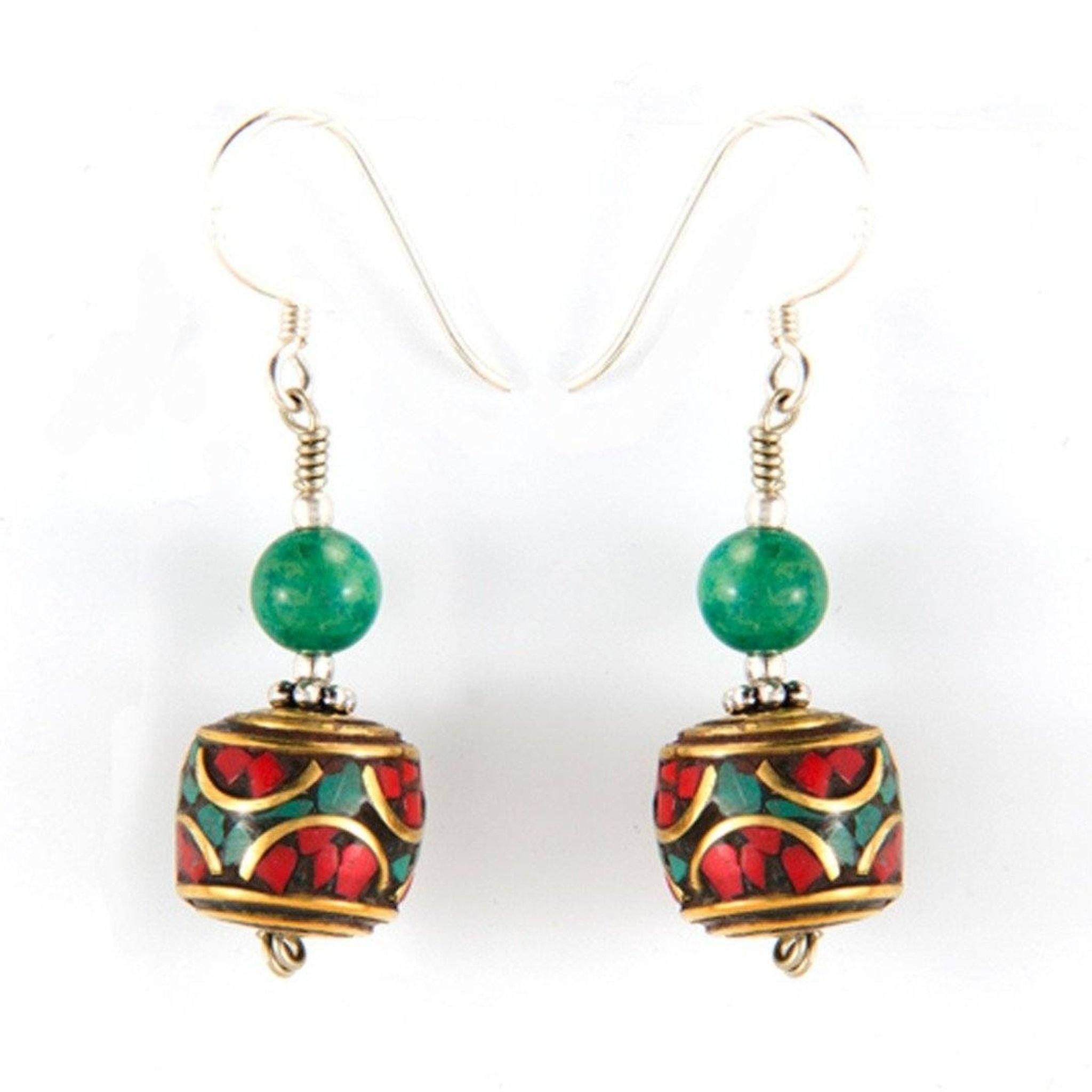 Rotund Red Earrings Tibet Craft Corner