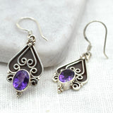 Curlicue Silver Earrings Earrings Shakyamuni Amethyst 