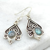 Curlicue Silver Earrings Earrings Shakyamuni Moonstone 