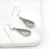 Filigree Teardrop Silver Earrings Earrings Shakyamuni 