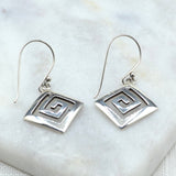 Greek Key Silver Earrings