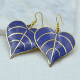 Leaf Lapis Brass Earrings