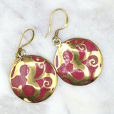 Om Coral Brass Earrings