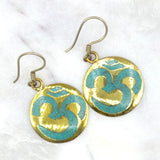 Om Turquoise Brass Earrings