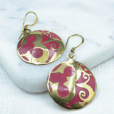 Om Coral Brass Earrings Earrings Shakyamuni 