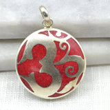 Om Coral Pendant Earrings Shakyamuni 