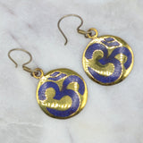 Om Lapis Brass Earrings