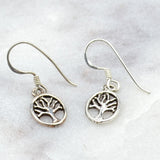 Oval Tree of Life Silver Earrings