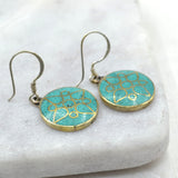 Petals Turquoise Brass Earrings