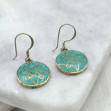 Petals Turquoise Brass Earrings