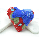 Red Heart with Blue Flower Christmas ornament Nuptse Craft 