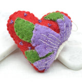 Red Heart with Purple Flower Christmas ornament Nuptse Craft 