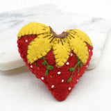 Red Heart with Yellow Flower Christmas ornament Nuptse Craft 