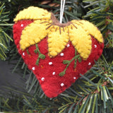 Red Heart with Yellow Flower Christmas ornament Nuptse Craft 