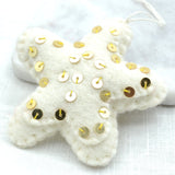 Star Felt Ornament -- White Christmas ornament Nuptse Craft 