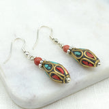Turquoise & Coral Cone Earrings with Coral Bead Earrings Beads for Life 