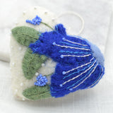 White Heart with Blue Flower Christmas ornament Nuptse Craft 