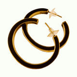 Bold Hoop Inlay Black and Brass Earrings Earrings Tibet Gift Corner 