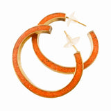 Bold Hoop Inlay Coral and Brass Earrings Earrings Tibet Gift Corner 