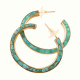 Bold Hoop Turquoise and Brass Earrings