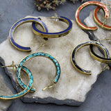 Bold Hoop Turquoise and Brass Earrings Earrings Tibet Gift Corner 