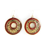Brass Coral Tibetan Earrings