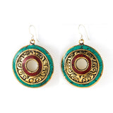 Brass Red Turquoise Earrings Tibet Craft Corner 