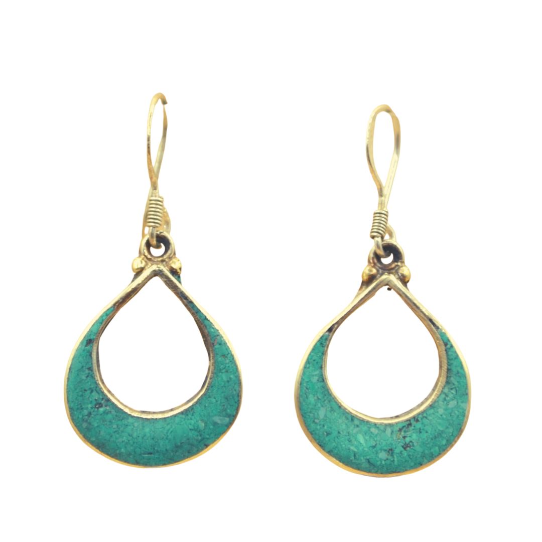 Crescent Turquoise Tibetan Earrings Earrings Shakyamuni 