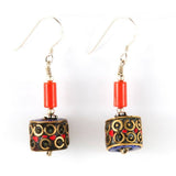 Cylinder Red Earrings Tibet Craft Corner 