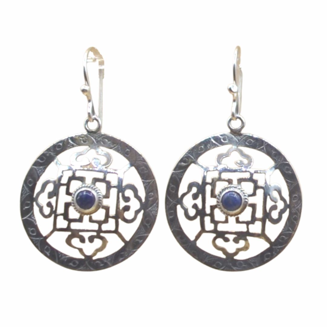 Mandala Silver Earrings Earrings Millenium Lapis Lazuli 