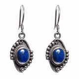 Nepali Swirl Silver Earrings Earrings Yak & Yeti Lapis Lazuli 