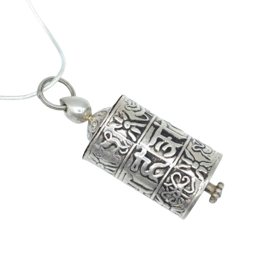 Prayer Wheel Silver Necklace Necklace - Main Image