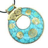 Turquoise Spirals Tibetan Pendant Pendant Tibet Gift Corner 
